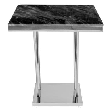 Arenza Black Marble And Silver Side Table - Image 2