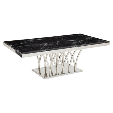 Arenza Black Marble And Silver Coffee Table