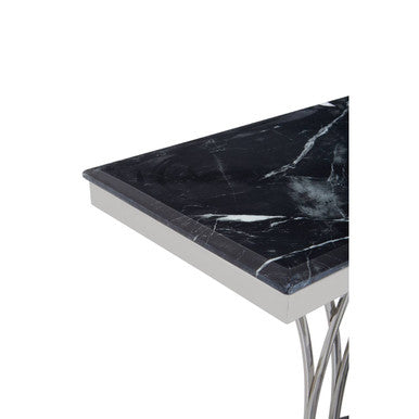 Arenza Black Marble And Silver Console Table