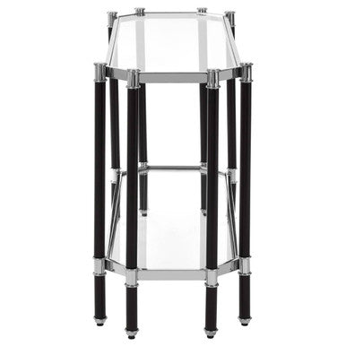 Allessi Silver and Black Console Table with Glass Top - Image 4