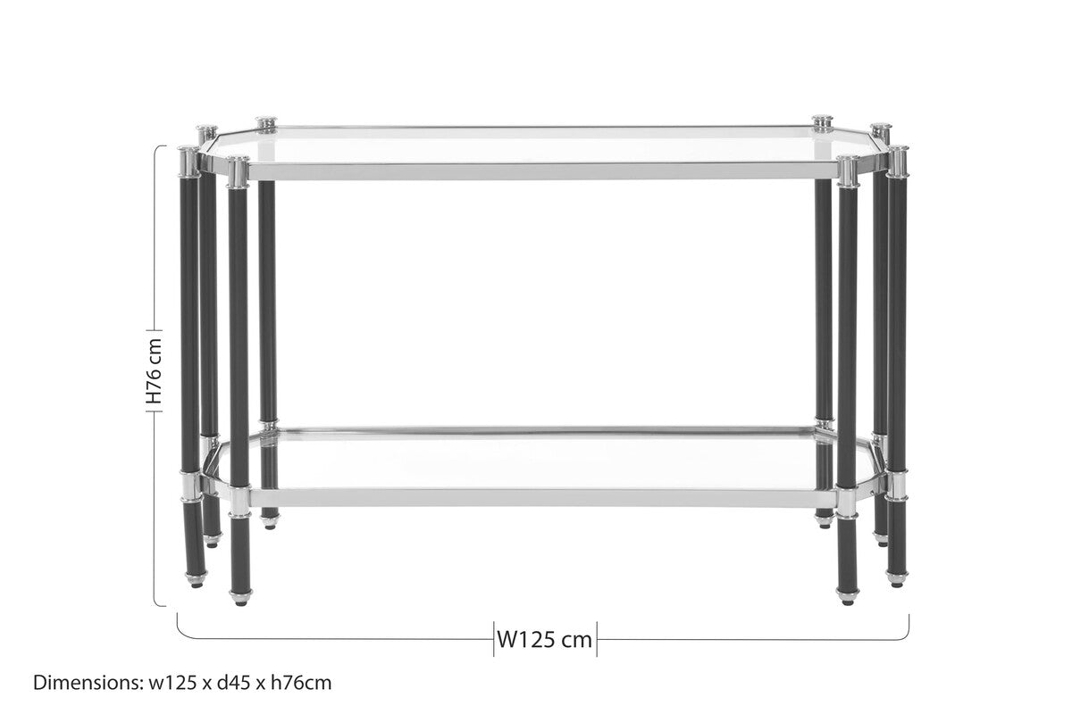 Allessi Silver and Black Console Table with Glass Top - Image 9