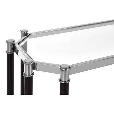 Allessi Silver and Black Console Table with Glass Top - Image 5