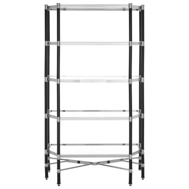 Allessi 5 Shelf Unit In Silver Metal and Black Frame - Image 2