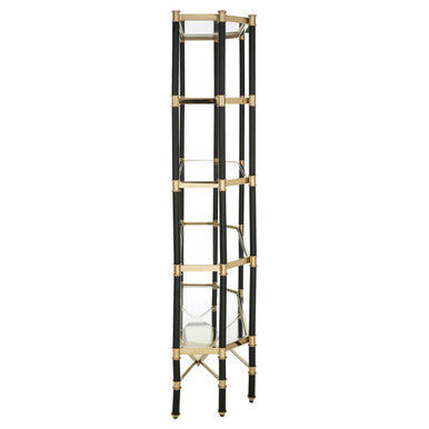 Allessi 5 Shelf Unit In Champagne Finish and Black Frame - Image 4
