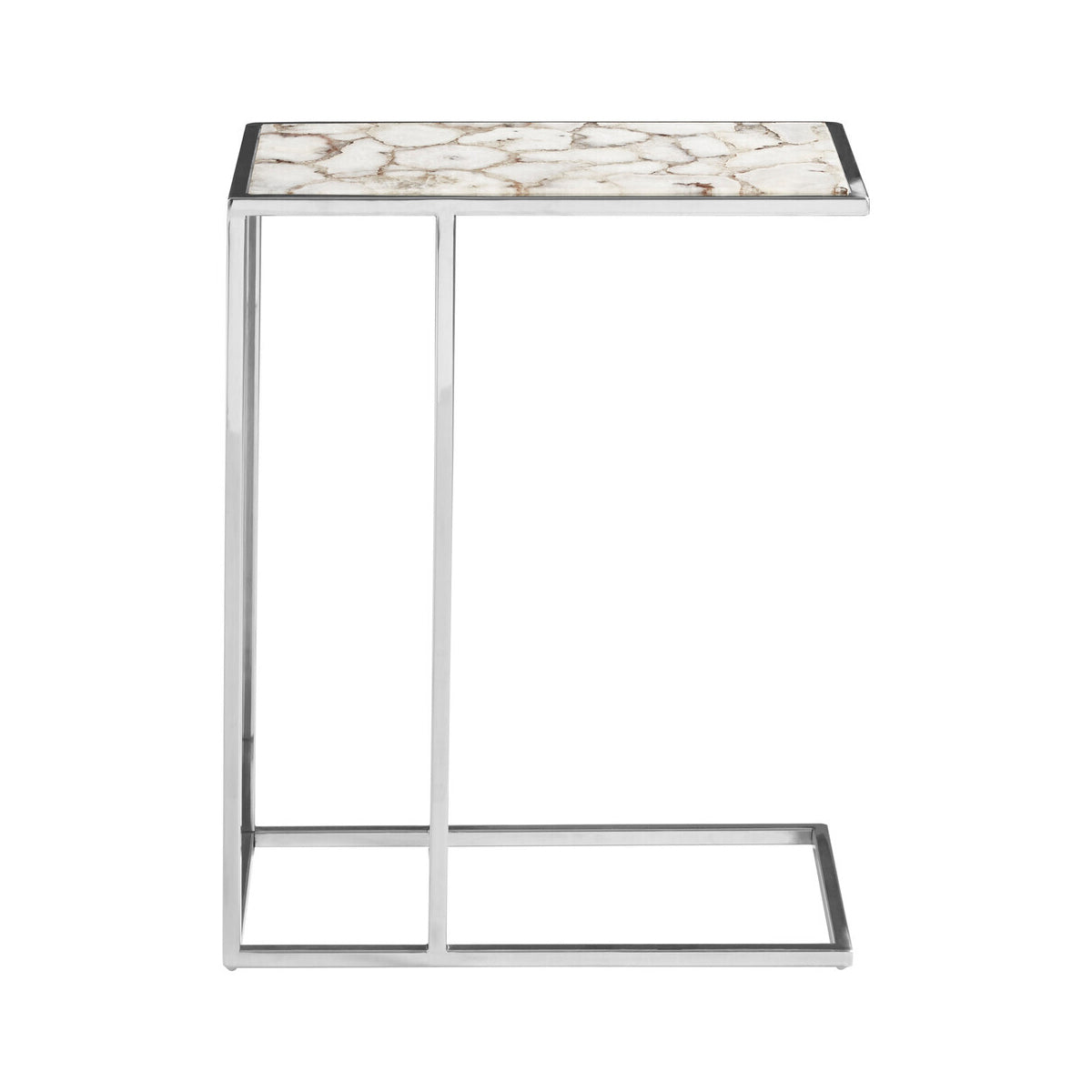 Vita White And Silver Agate Side Table