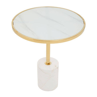 Oria White Marble End Table