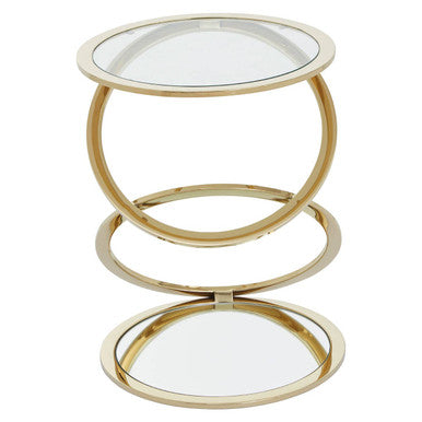 Oria Clear Glass End Table With Warm Metallic Frame - Image 2