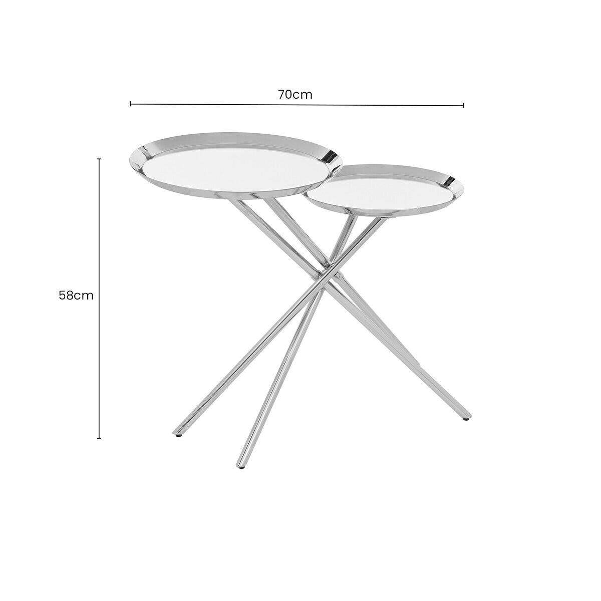 Silver Glass Top 2 Tier Round Side Table, Oria