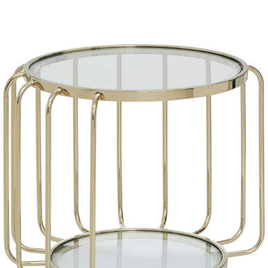 Oria Warm Metallic Side Table With Glass Top