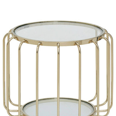 Oria Warm Metallic Side Table With Glass Top - Image 4