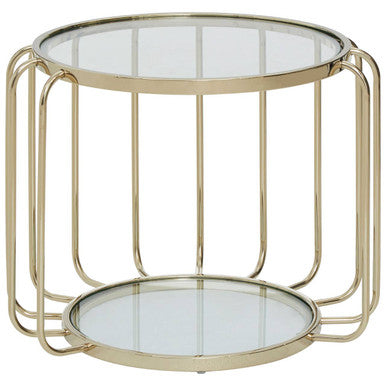 Oria Warm Metallic Side Table With Glass Top - Image 2
