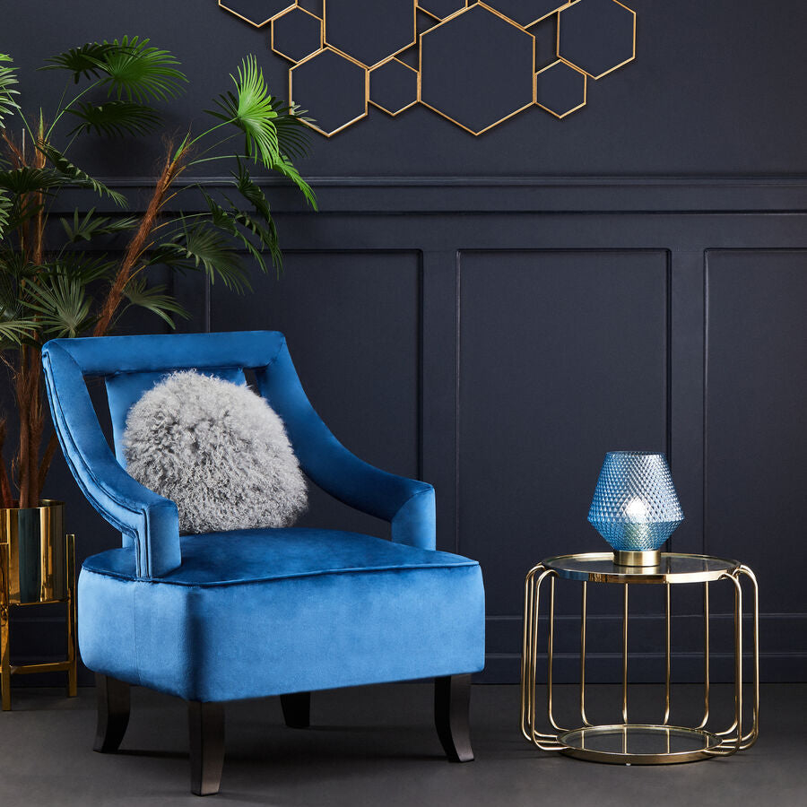 Oria Warm Metallic Side Table With Glass Top - Image 3