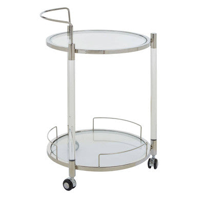 2 Tier Glass Top Trolley with Silver Frame, Oria