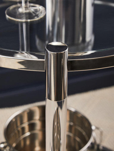 2 Tier Glass Top Trolley with Silver Frame, Oria
