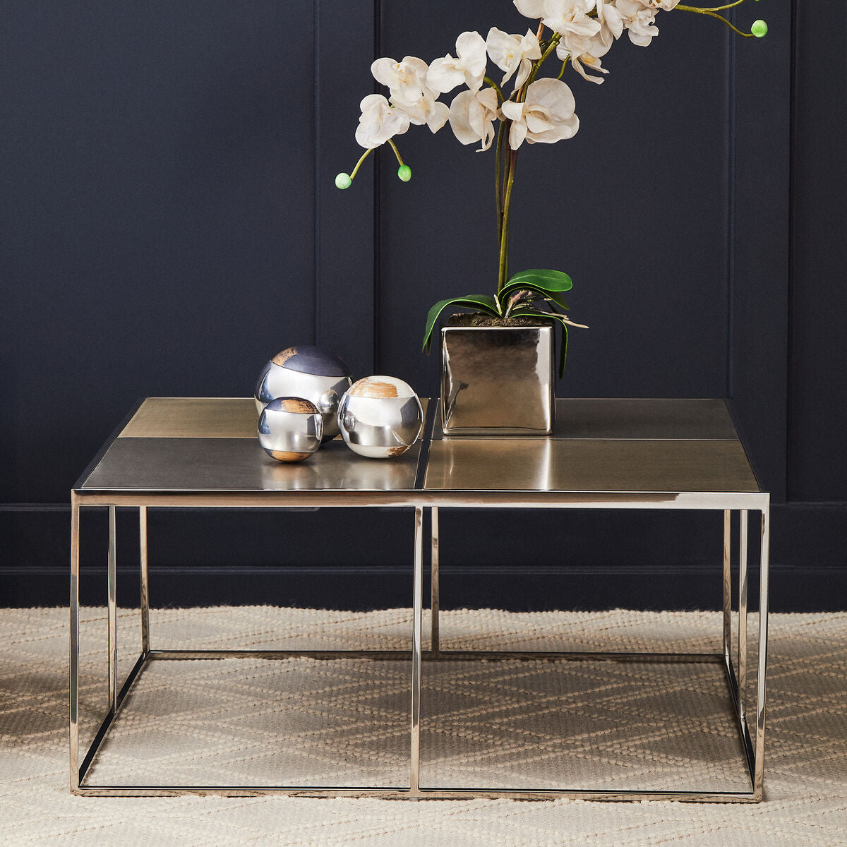 Brushed Gold and Silver Square Coffee Table, Oria