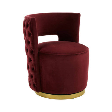 Bola Red Wine Velvet Swivel Chair