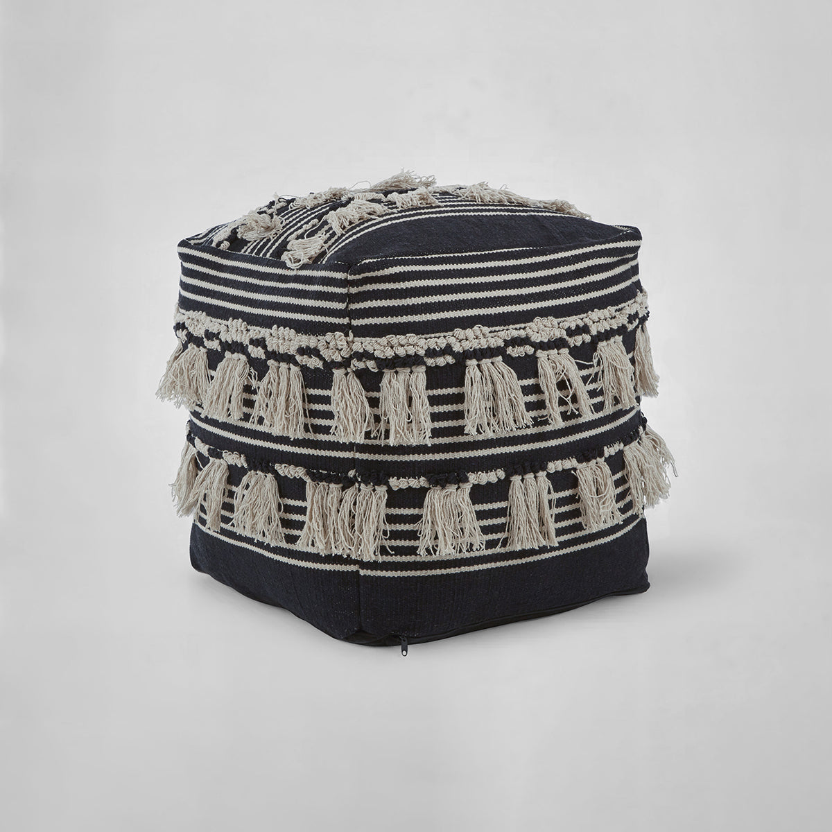 Cefena Black Pouffe