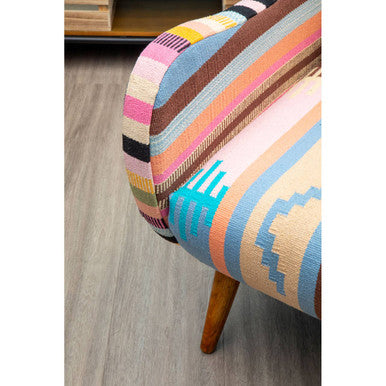 Cefena Multi Coloured Fabric Chair With Mango Wood Legs