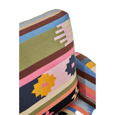 Cefena Multi Coloured Fabric Chair With Mango Wood Legs