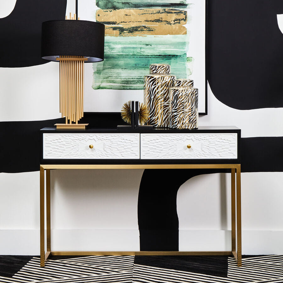 Dumas Black and White Console Table with Drawers - Image 1