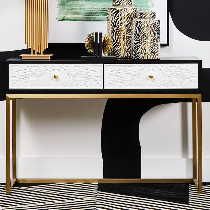 Dumas Black and White Console Table with Drawers - Image 1