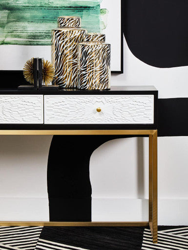 Dumas Black and White Console Table with Drawers - Image 7