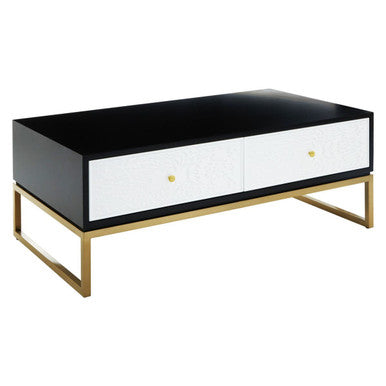 Dumas Black and White Four Drawer Coffee Table