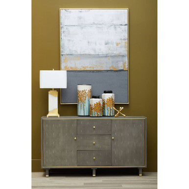 Deskey Grey Shagreen Effect Three Drawer Sideboard