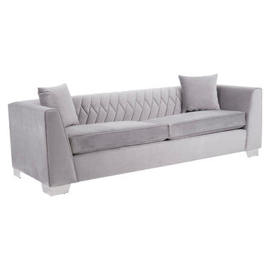 3 Seater Grey Velvet Sofa, Rashika - Image 4