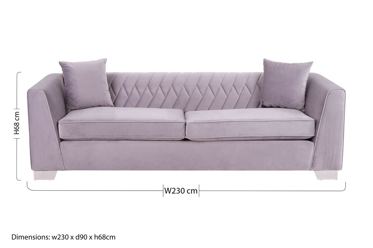 3 Seater Grey Velvet Sofa, Rashika - Image 11