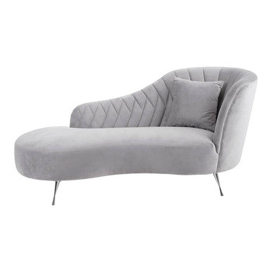 Rene Grey Velvet Right Hand Chaise Longue