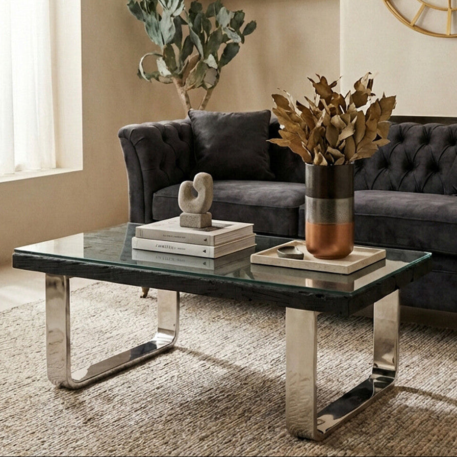 Kerala Black U Shaped Base Coffee Table - Image 1