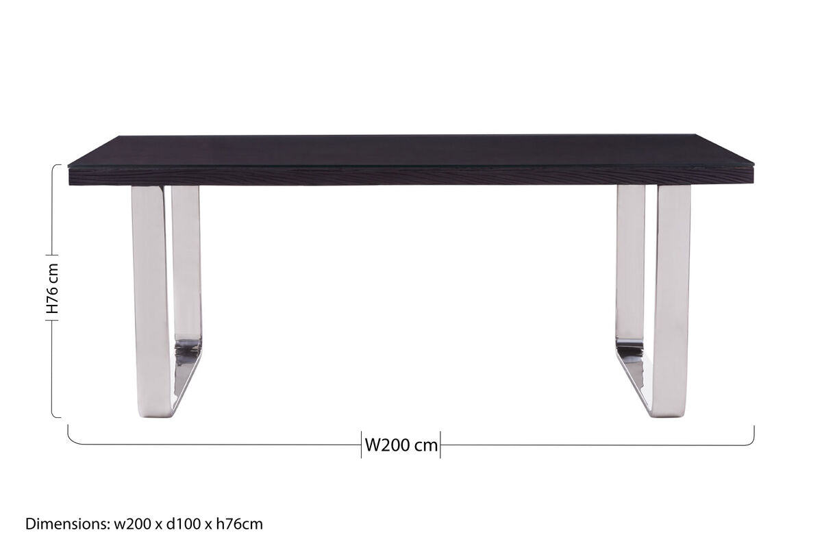 Kerala Large Black Pinewood and Glass Dining Table - Image 11