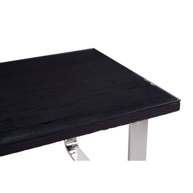 Kerala Large Black Pinewood and Glass Dining Table - Image 10