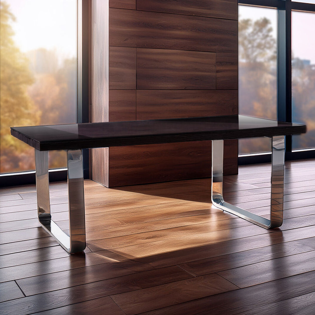 Kerala Large Black Pinewood and Glass Dining Table - Image 1