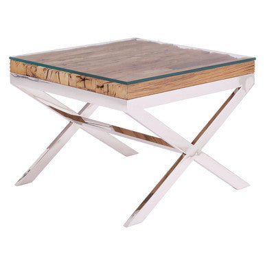Kerala Natural Top End Table With Cross Base