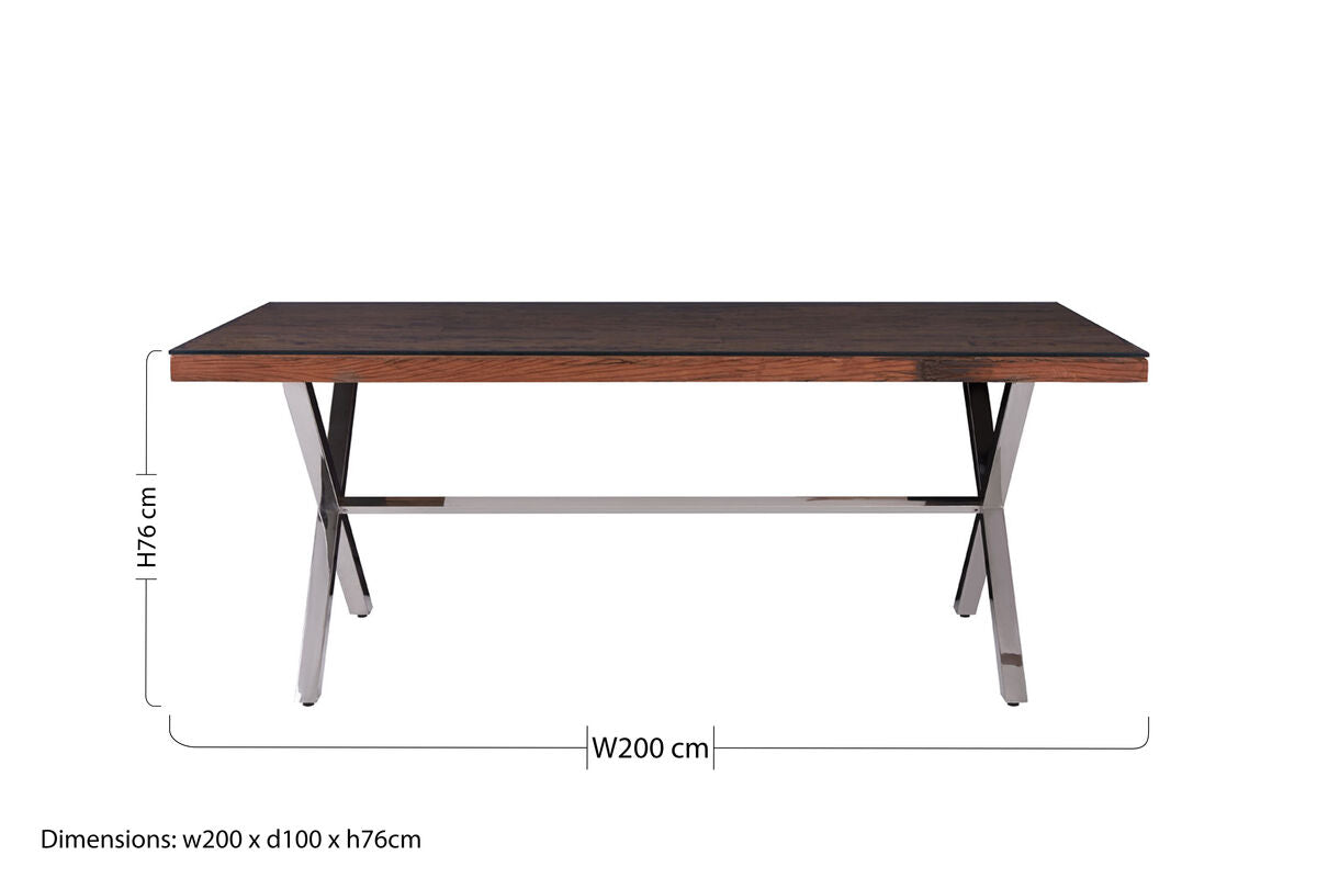 Kerala Natural Dining Table With Cross Base - Image 9