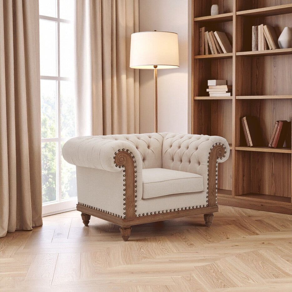 Cabra Chesterfield Cream Armchair - Image 1