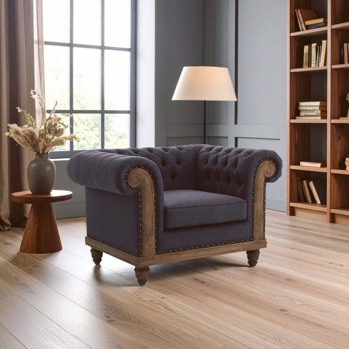 Cabra Chesterfield Graphite Grey Chair - Image 3