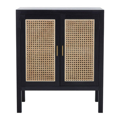 Corso Black Sideboard with Two Rattan Doors