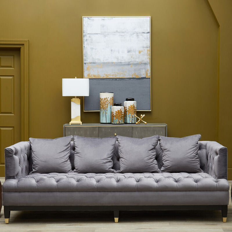 3 Seater Viola Pirate Grey Fabric Sofa, Sefira - Image 1