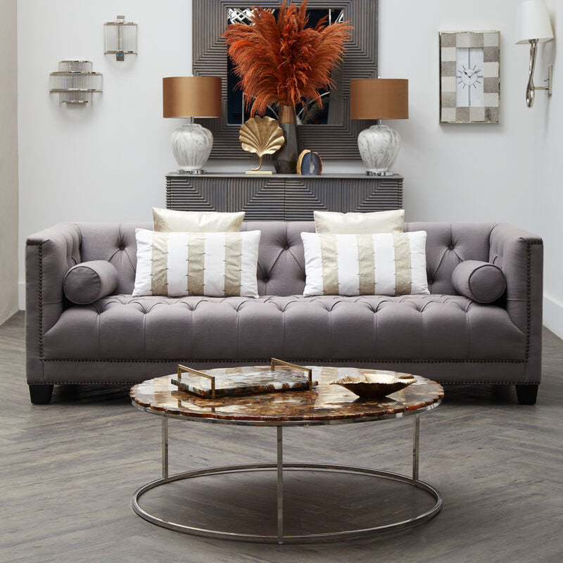 3 Seater Grey Fabric Sofa, Surina - Image 1