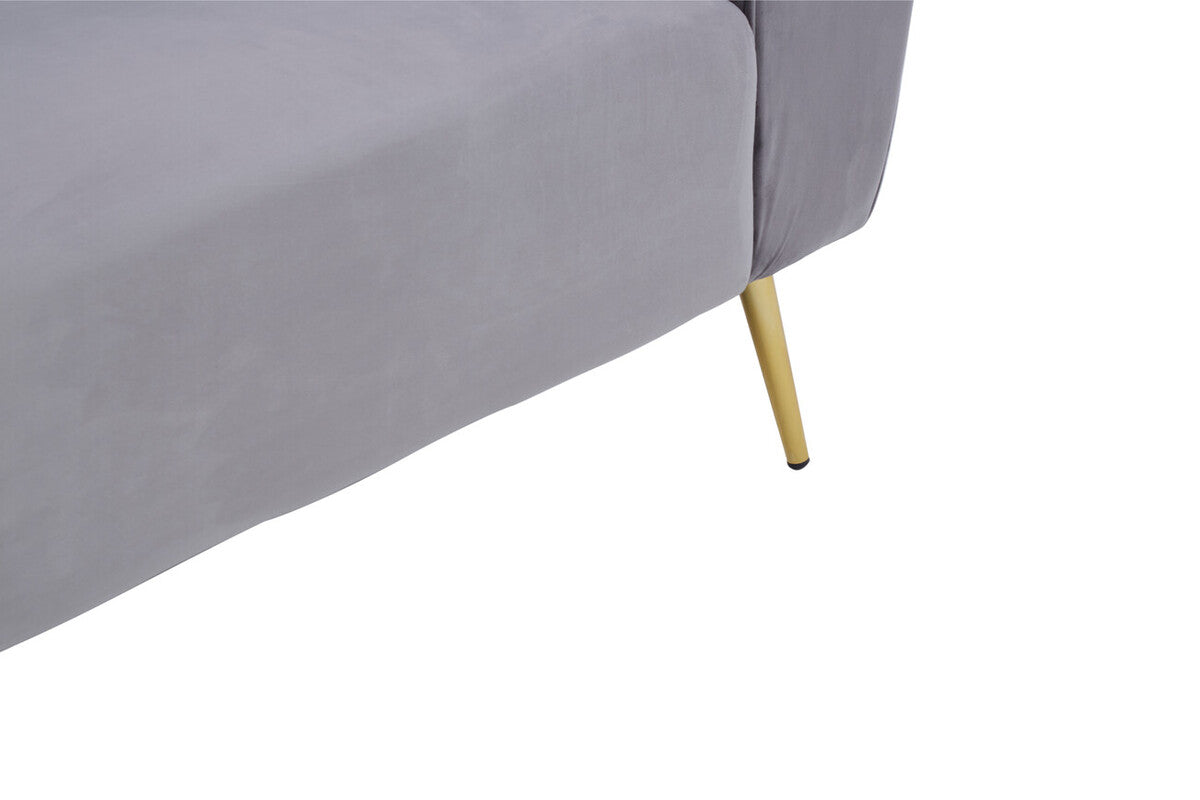 Florine Three Seater Grey Velvet Sofa