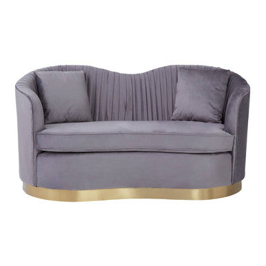2 Seater Grey Pleated Velvet Sofa, Franza - Image 2