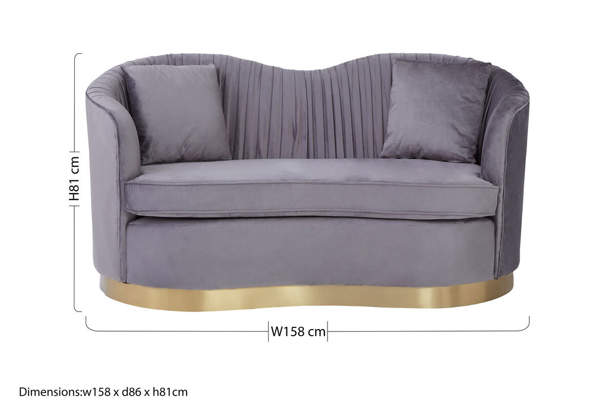 Franza 2 Seat Pleated Grey Velvet Sofa