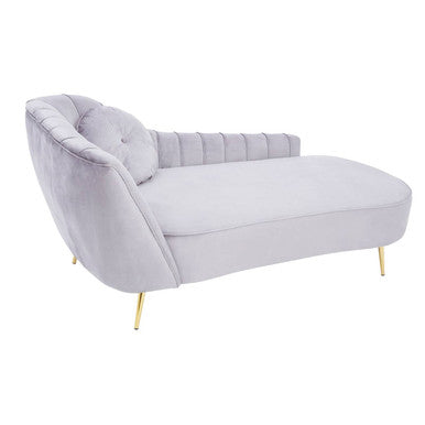 Felizia Grey Velvet Left Hand Chaise Longue - Image 2