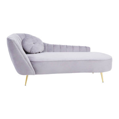 Felizia Grey Velvet Left Hand Chaise Longue - Image 1