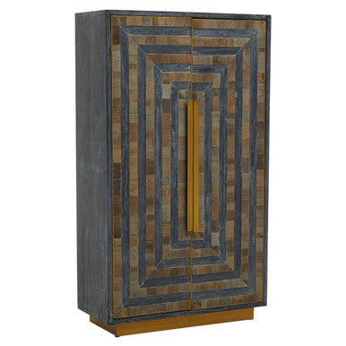 Roselle Recycled Elm Wood Cabinet With Brass Finish Base