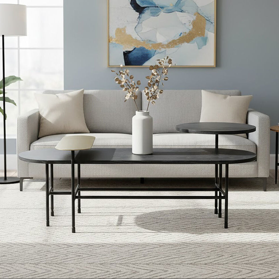 Serrano Black Oak Veneer and Marble Coffee Table - Image 1