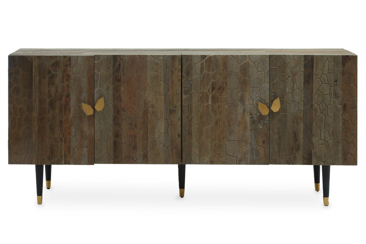 Malay Recycled Elm Wood 4 Door Sideboard - Image 2